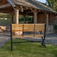 image 6 of Kendal 2 Person Outdoor Modern Cross Design Metal Wooden Garden Patio Bench