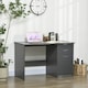 image 2 of HOMCOM Computer Desk w/ Drawers Modern Writing Workstation for Home Office Grey