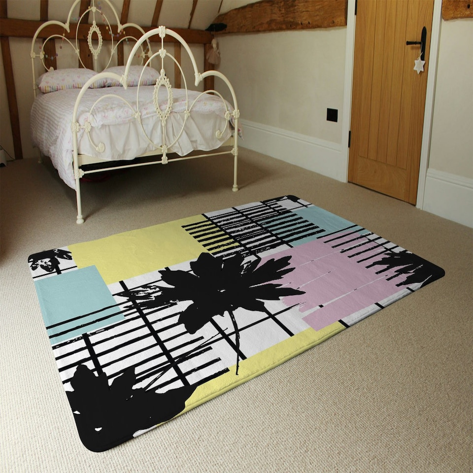 image 1 of Geometric Shape & Leaf Print (Rug) Multi | XL: 160x230cm