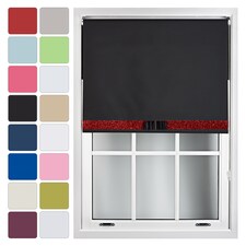 FURNISHED Blackout Roller Blinds with Glitter Trim and Bow Insulated Designed Window Shade | Black | Black | (W) 210cm x (L) 210cm