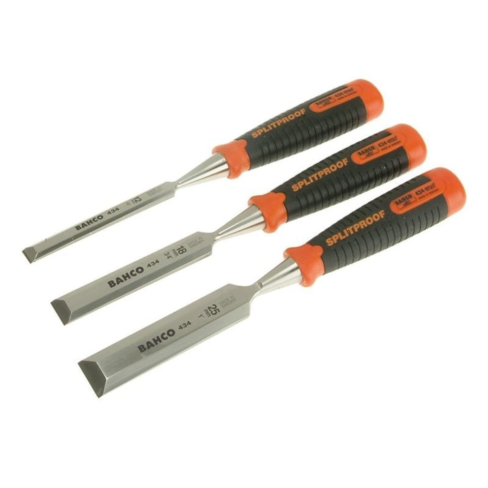 Bahco 434 Series Bevel Edge Chisel - Multi Colour - Set of 3