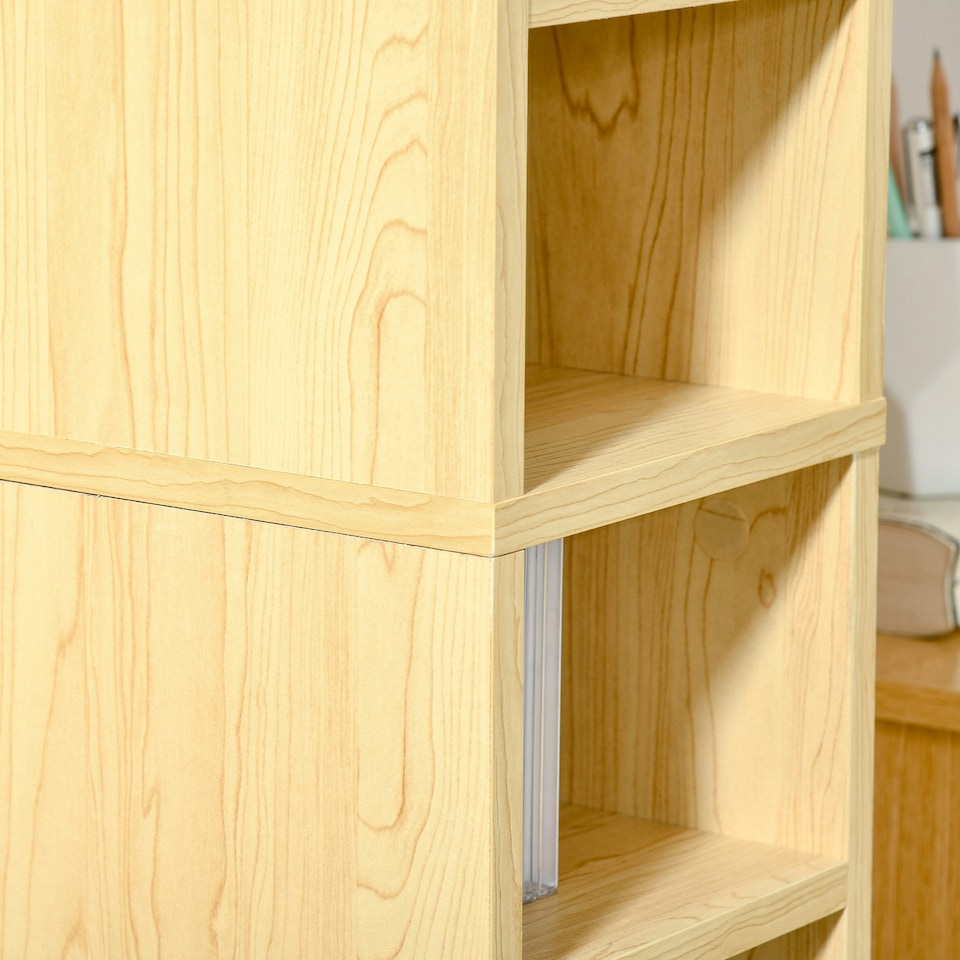 image 1 of HOMCOM 204 CD Storage Tower Tall Bookcase Bookshelf with 12 Cubes Oak Tone