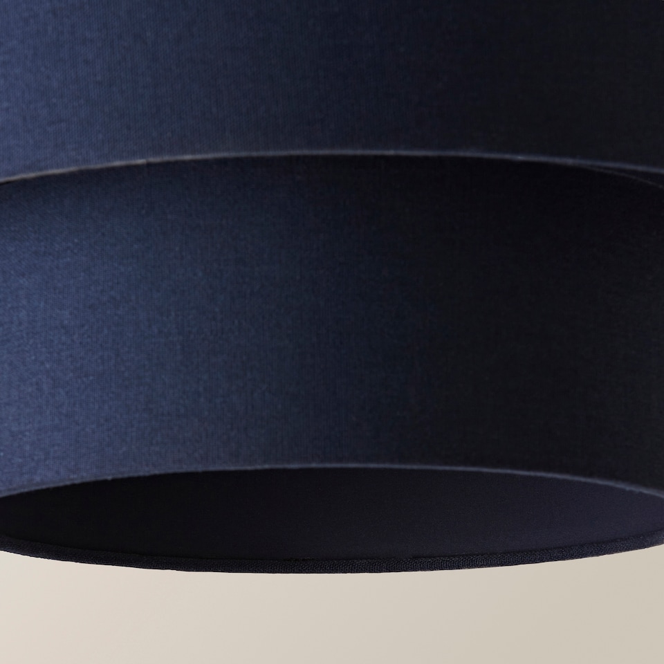 image 1 of ValueLights Jodie Two Tier Navy Linen Ceiling Drum Lamp Shade | Blue