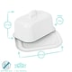 image 3 of Argon Tableware White Enamel Butter Dish - 18.5cm x 10cm - Green Green