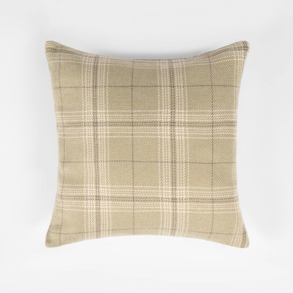 image 1 of OHS 4 x Decorative Woven Check Printed Cushion Covers, 45x45cm - Sage Green