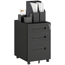 Vinsetto Lockable Mobile Filing Cabinet w/ 3 Drawers 39 x 48 x 60 cm White 