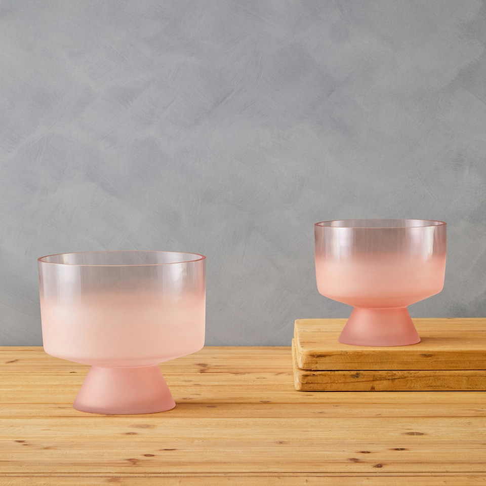 image 1 of Interiors by Premier Small Matte Pink Ombre Glass Vase, Modern Two-Tonal Decorative Vase, Chic Flower Vase for Contemporary Homes Pink