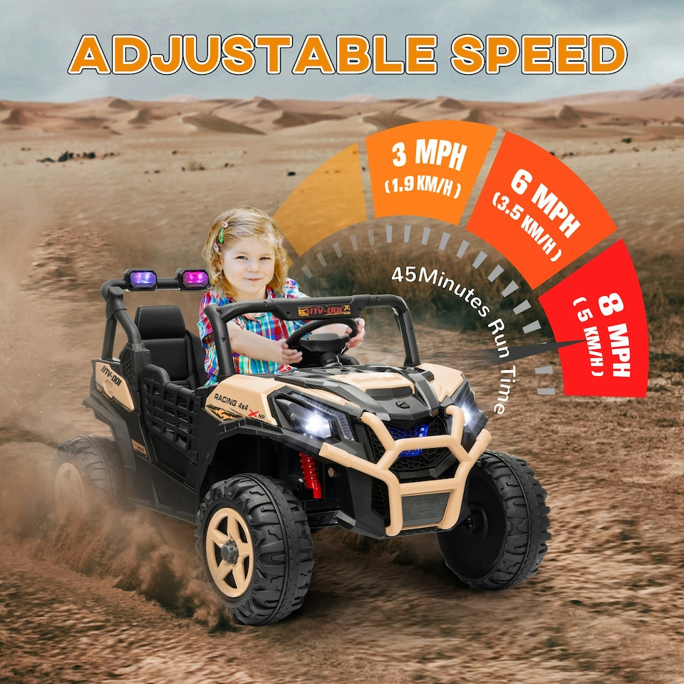 image 1 of AIYAPLAY 2 Seater 24V Kids Electric Car w/ Remote Control, Khaki