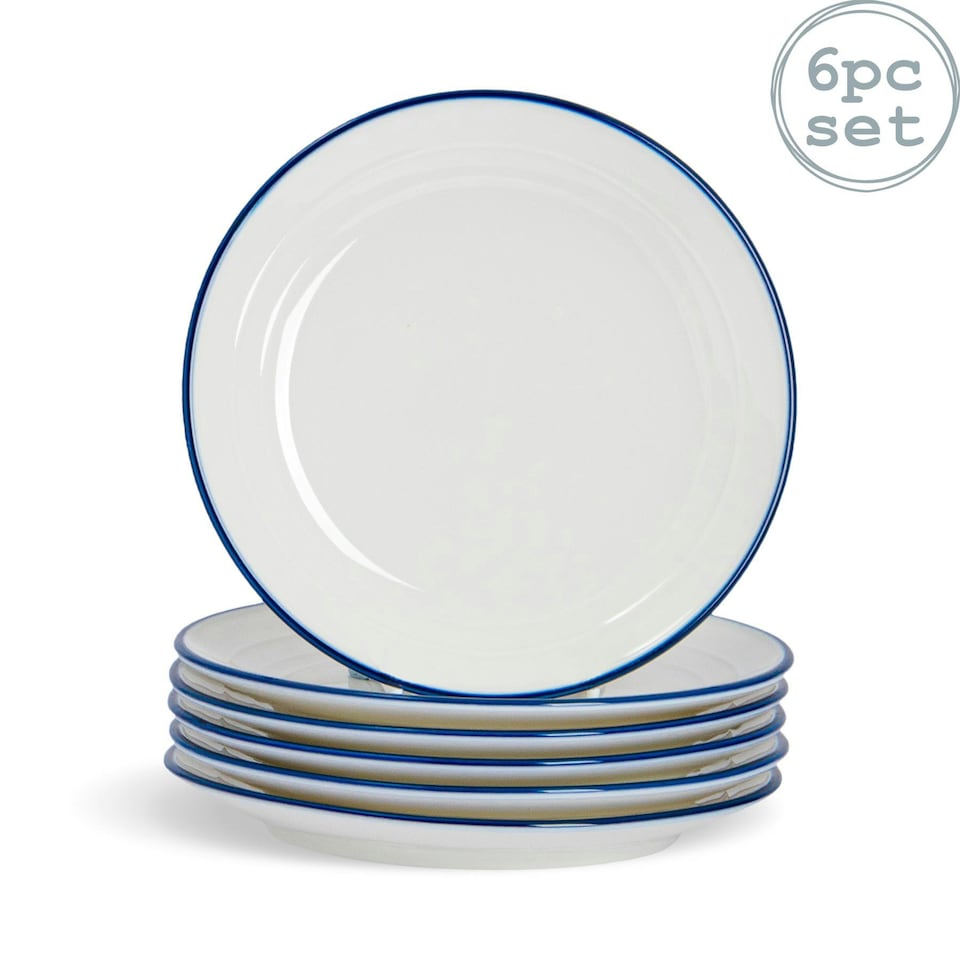 image 1 of Nicola Spring White Farmhouse Dessert Plates - 21cm - Pack of 6 White