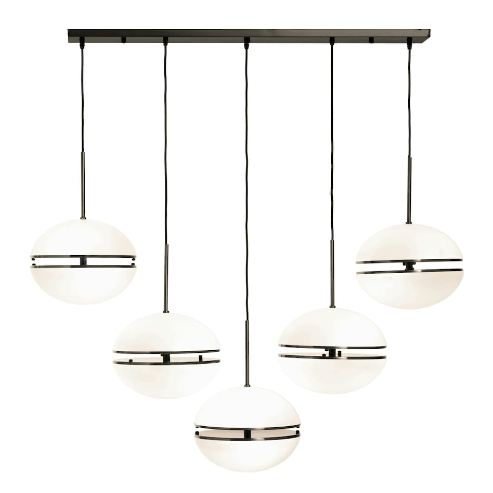 image 1 of Interiors by Premier Contemporary Five Ball Matte Black Pendant Light, Globe Ceiling Light For Dining Room Or Kitchen Island