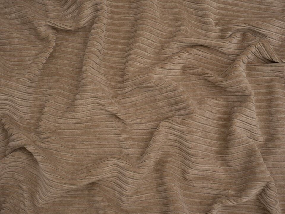 Minerva Core Range Beige 5 Wale Velour Rib Stretch Knit Cord Fabric for Dressmaking, 150cm / 59" Wide - per metre