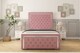 image 1 of Sloomy Sofia Chrome Pink Plush Bed Frame With Mattress With 50" Upholstered Headboard 4'6 Double