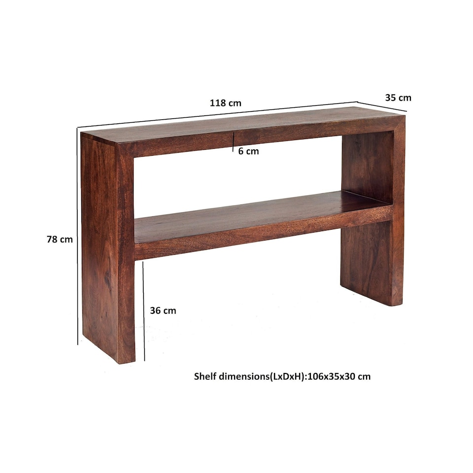 image 1 of Maxen Mango Console Table with Shelf Brown