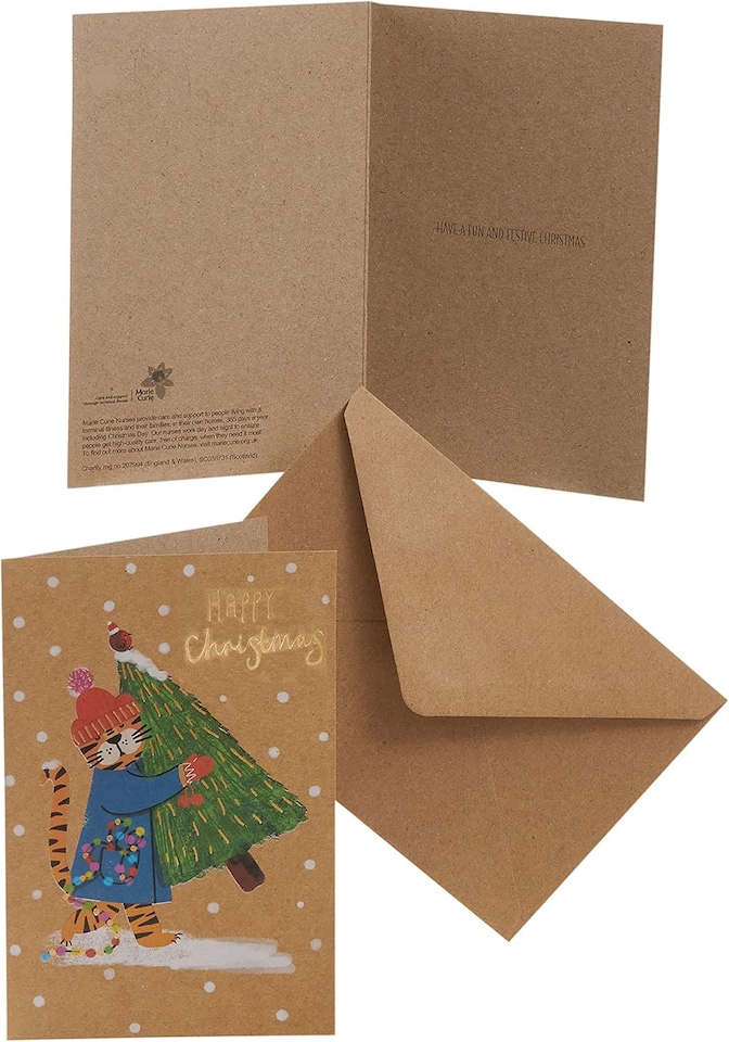 image 1 of Box of 8 Festive Tiger Marie Curie Charity Christmas Cards