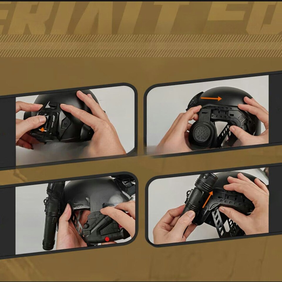 image 1 of Kids' Tactical Adventure Helmet Set – With Missile Launcher, Binoculars & Flashlight