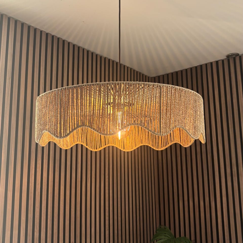 image 1 of CGC Francesca Large 60cm Natural String Round Scallop Woven Easy-Fit Lampshade