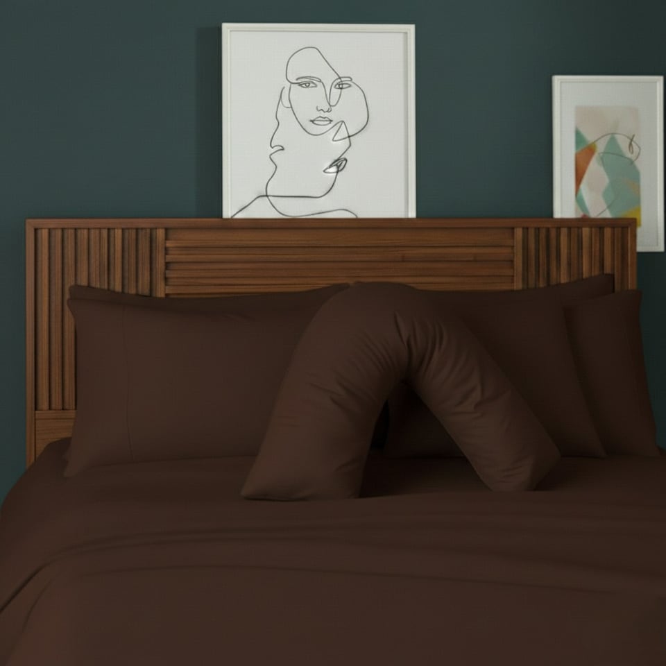 image 1 of V Shape Pillowcase for Support Maternity Pillows Polycotton Easy Care | Brown
