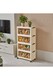 image 2 of Living and Home Foldable 4-Tier Rolling Plastic Storage Cabinet with Magnetic Doors | Cream | 4 Tiers