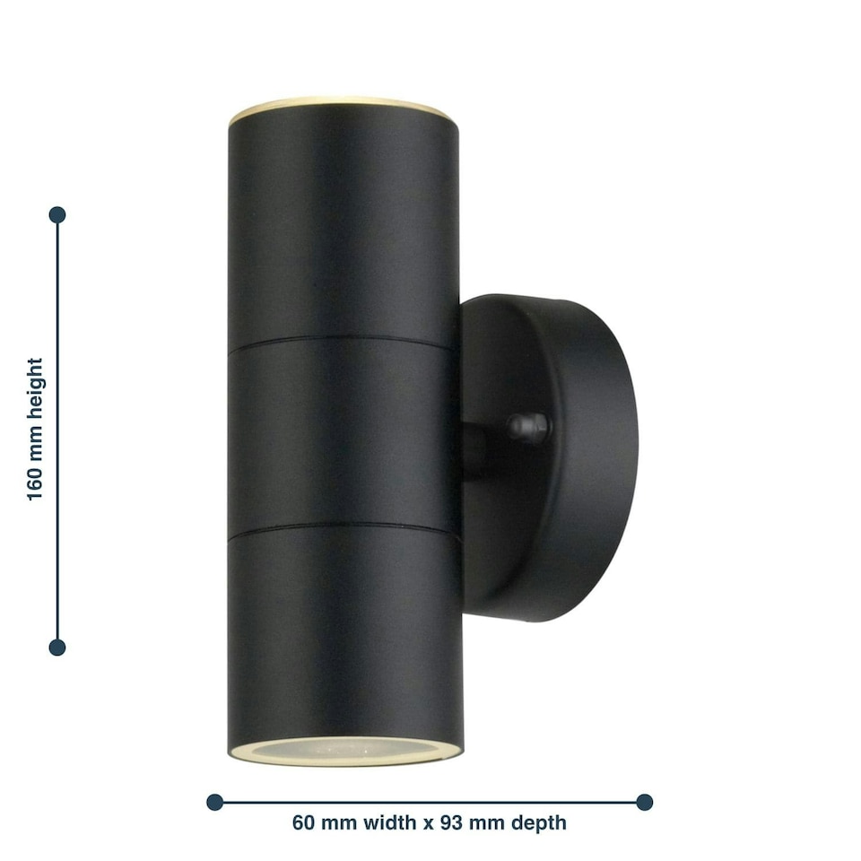 image 1 of First Choice Lighting Set of 2 Blaze Black Outdoor Up Down Wall Lights Black | Clear