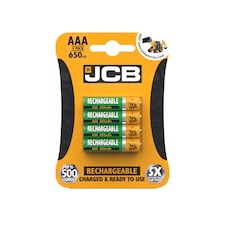 JCB AAA 650mAh Rechargeable Batteries - Pack of 4 | Green | AAA | 4