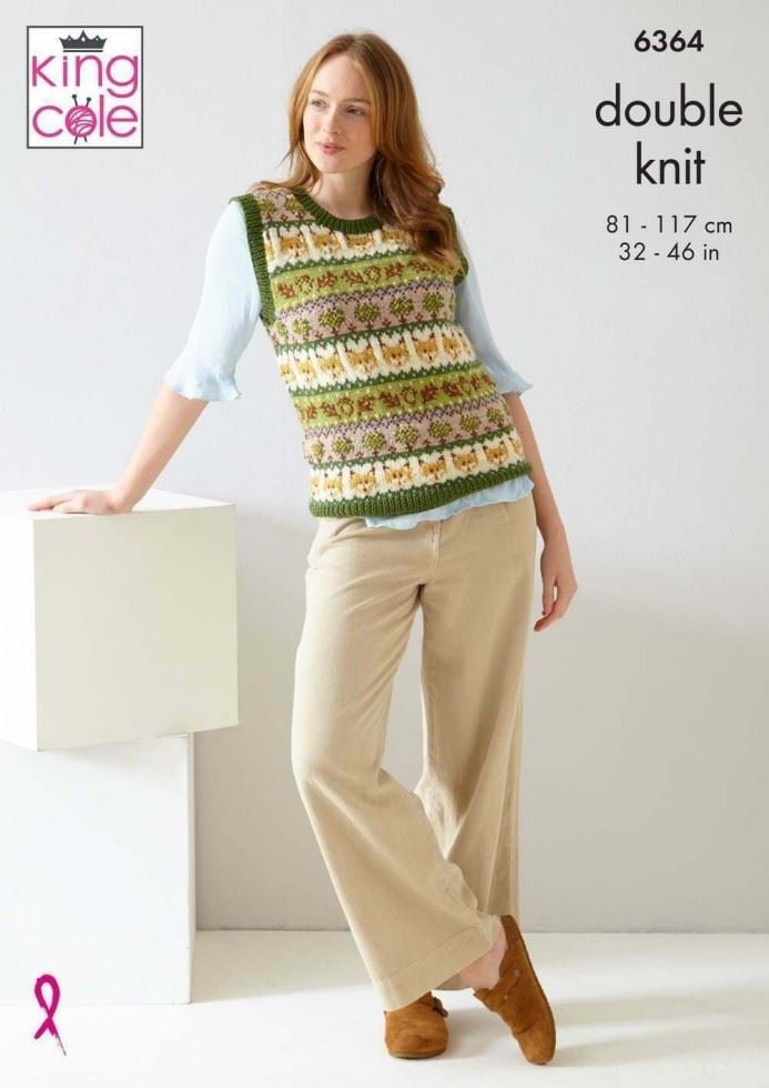 King Cole Merino Blend DK Knitting Pattern 6364, Sweaters and Slipovers for Women - 32 - 46 Inches