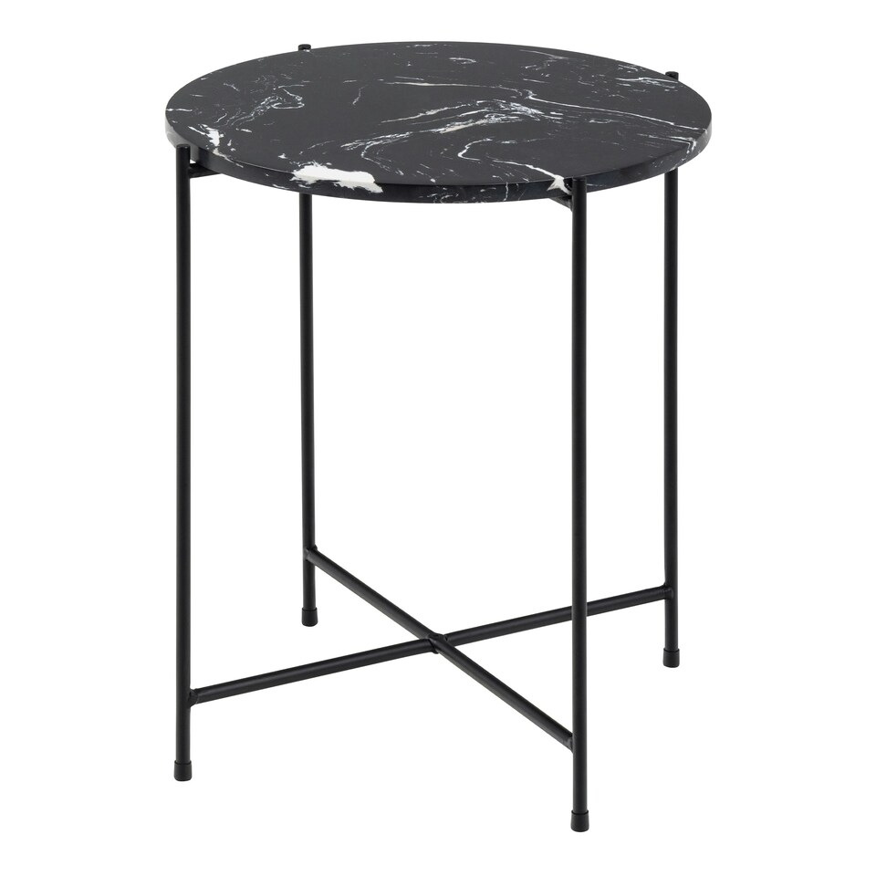 image 1 of Avila Side Table with Black Polished Marble Stone 42x45cm