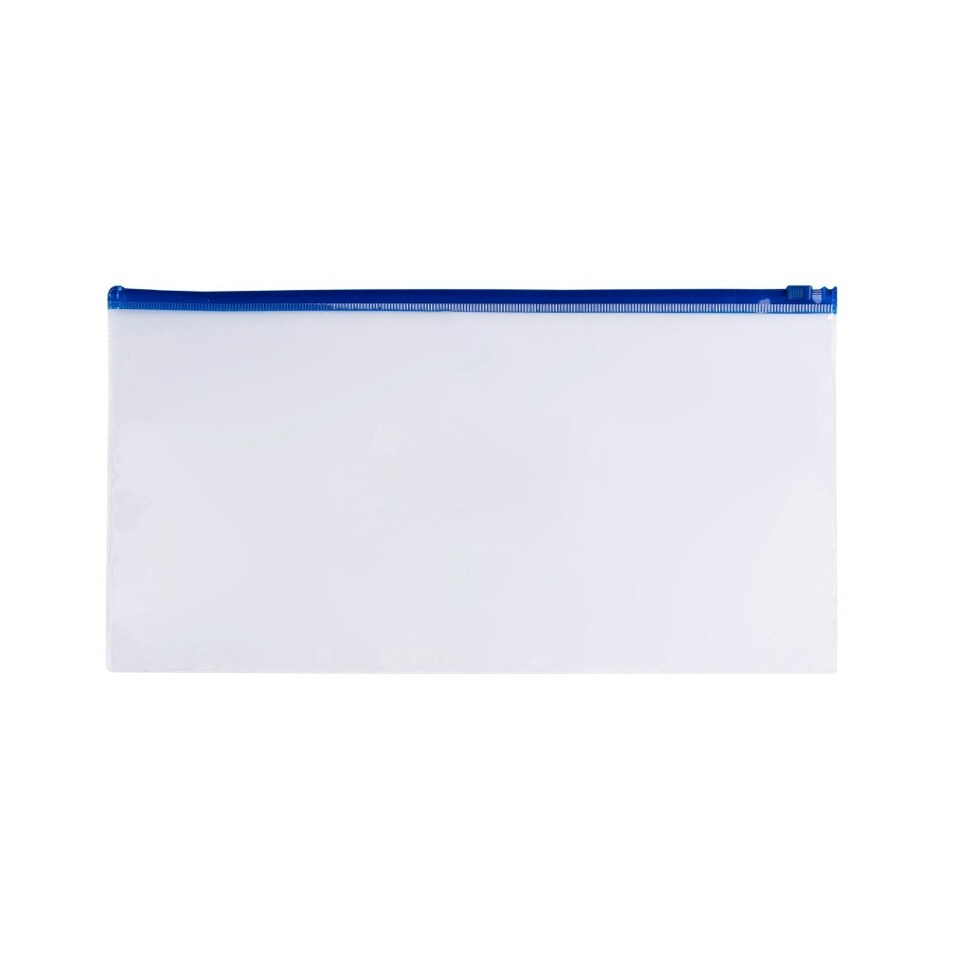 image 1 of Pack of 12 DL Clear Zippy Bags with Blue Zip