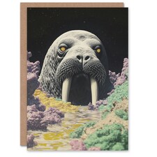 The Walrus Cavern Surreal Alien Landscape Stars Birthday Greeting Card