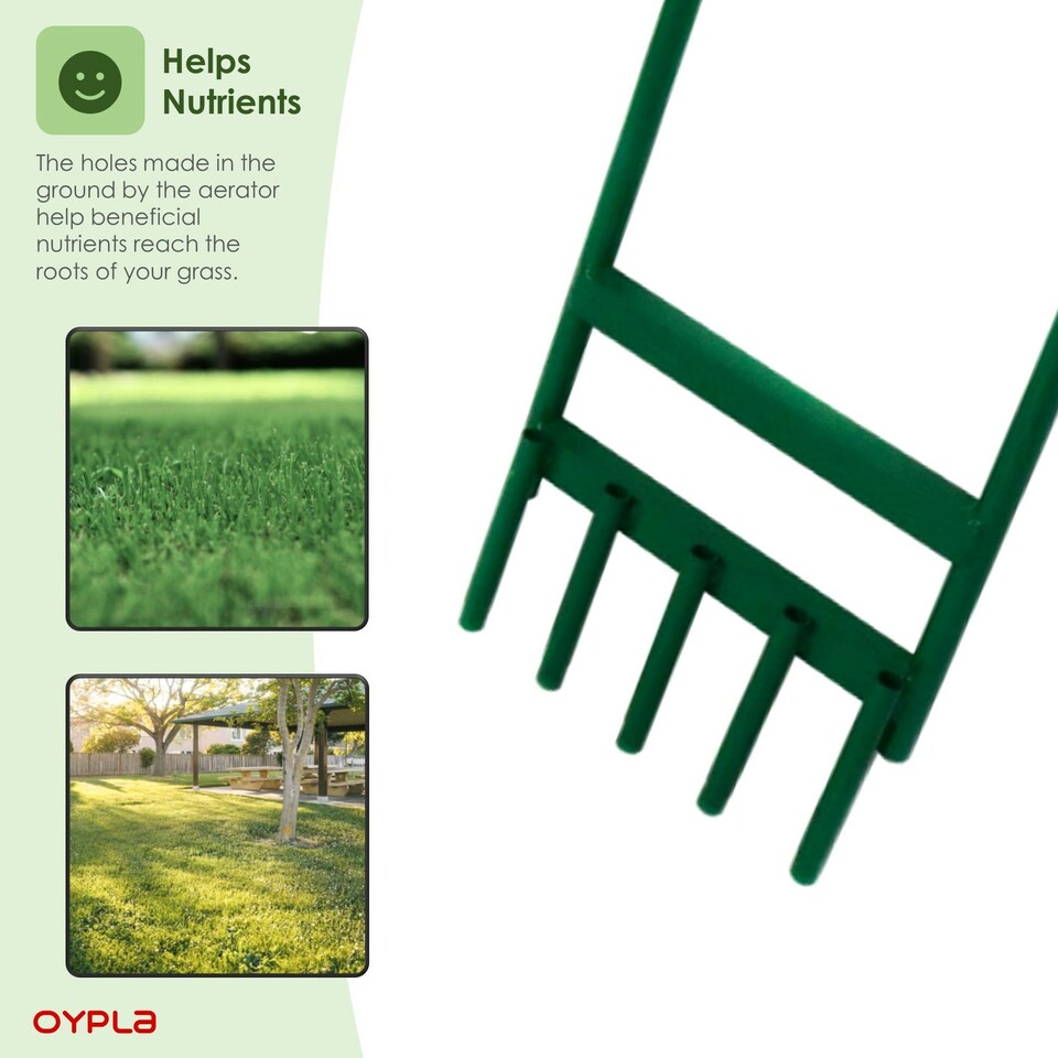 image 1 of Oypla Hollow Tine 5 Spike Hand Lawn Grass Soil Aerator Outdoor Garden