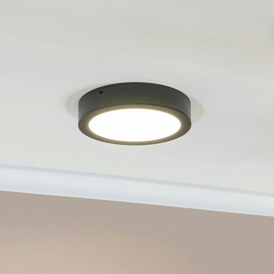 image 1 of ValueLights Lacey Black Round IP44 Bathroom Flush or Recessed Integrated LED Ceiling Light