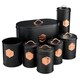 image 1 of Cooks Professional 7-Piece Kitchen Storage Set | Tea Coffee Sugar Bread Biscuit Pasta & Utensil Cannisters | Black & Copper