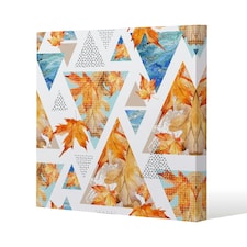 Autumn Geometrics with Maple Leaves (Canvas Print) 127 x 127 x 4cm