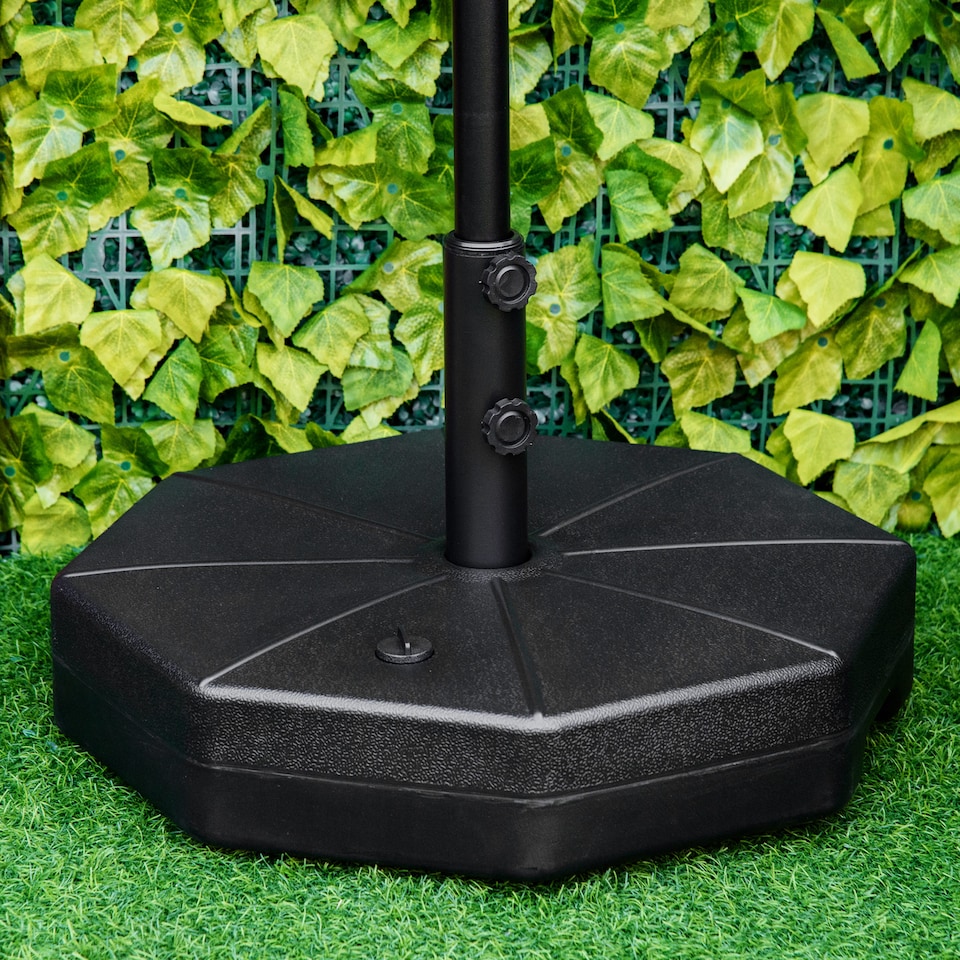 image 1 of Outsunny Garden Parasol Base Stand Up to 28kg Water or 40kg Sand Filled, Black | Black | Black