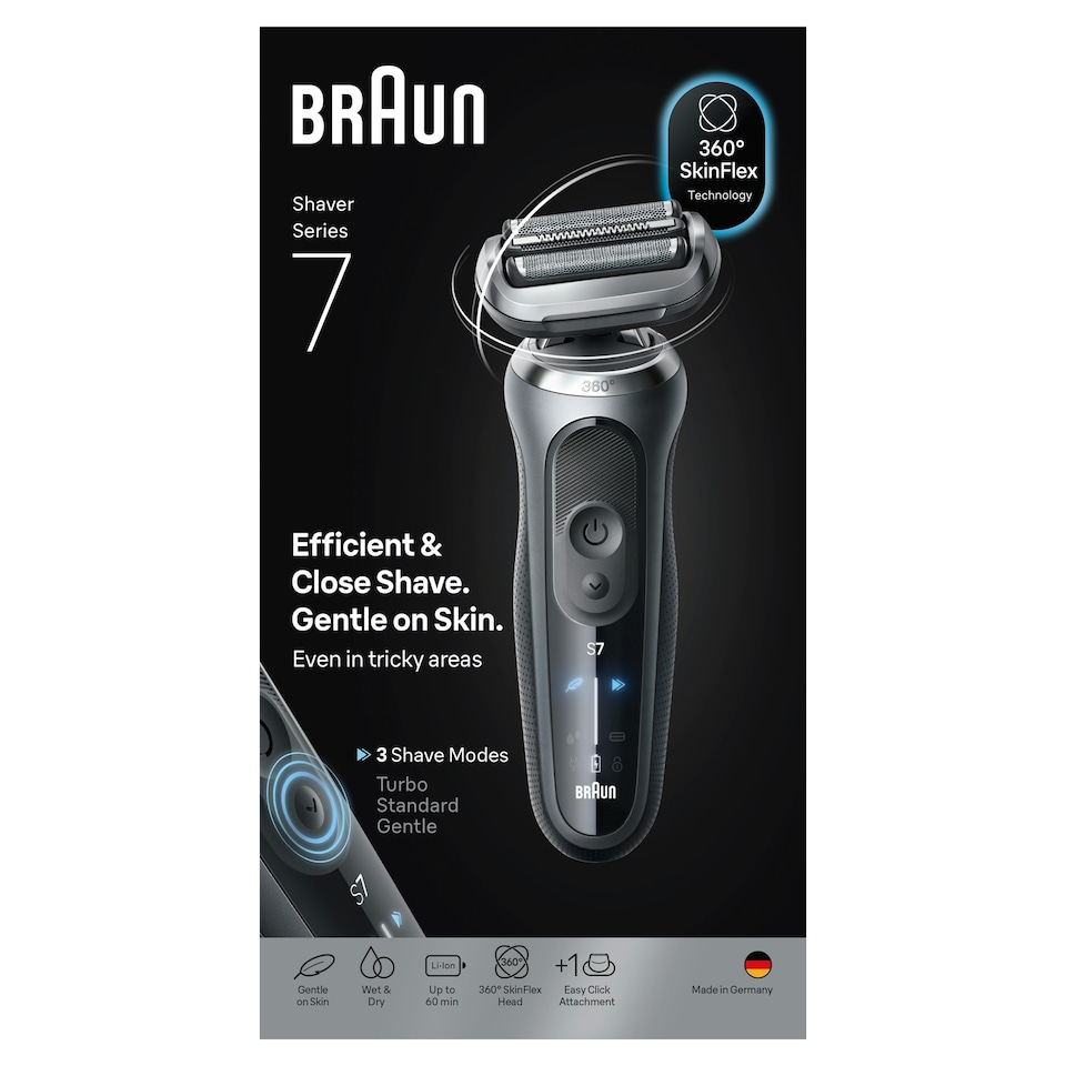 image 1 of Braun Series 7 Electric Shaver, +1 Attachment, 72-G1200S, Grey