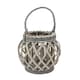 image 1 of JVL Luna Natural Round Willow Wood Lantern With Braided Rope Handle, Grey Wash