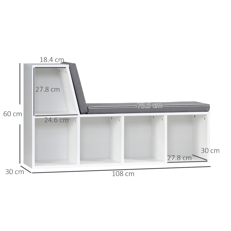 image 1 of HOMCOM 2 Tier Bookcase w/ Removable Cushions Storage Cabinet for Living Room