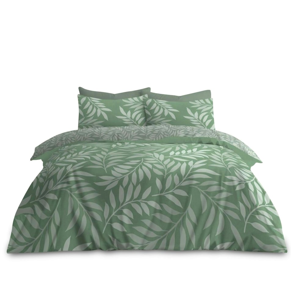 image 1 of VELVETIO Jethro Complete Duvet Cover Set with Fitted Sheet Breathable Bedding Quilt Green | King