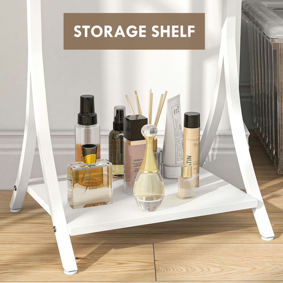 image 1 of HOMCOM LED Lighted Full Length Mirror, Floor Standing Mirror with Storage Shelf