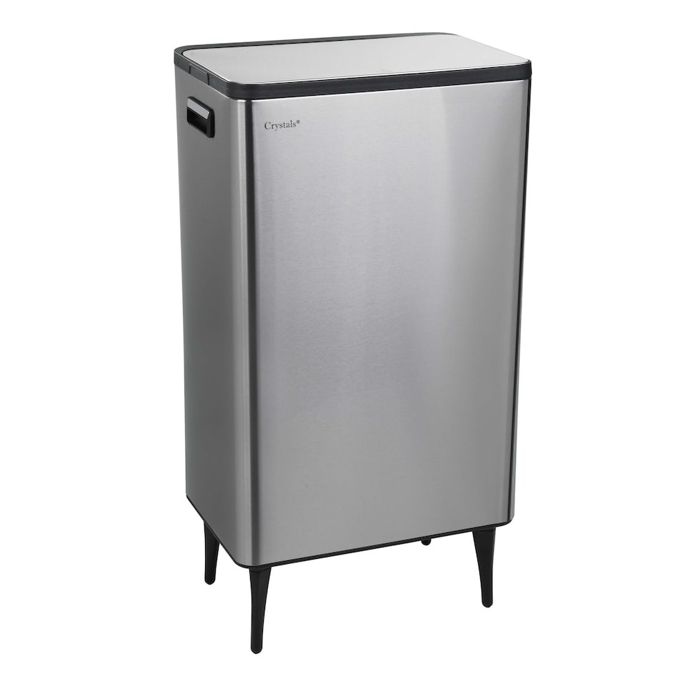 image 1 of 60L Dual Compartment Waste Bin Kitchen Rubbish Waste Separation Pedal Bin with 2 Compartments, Black | Silver