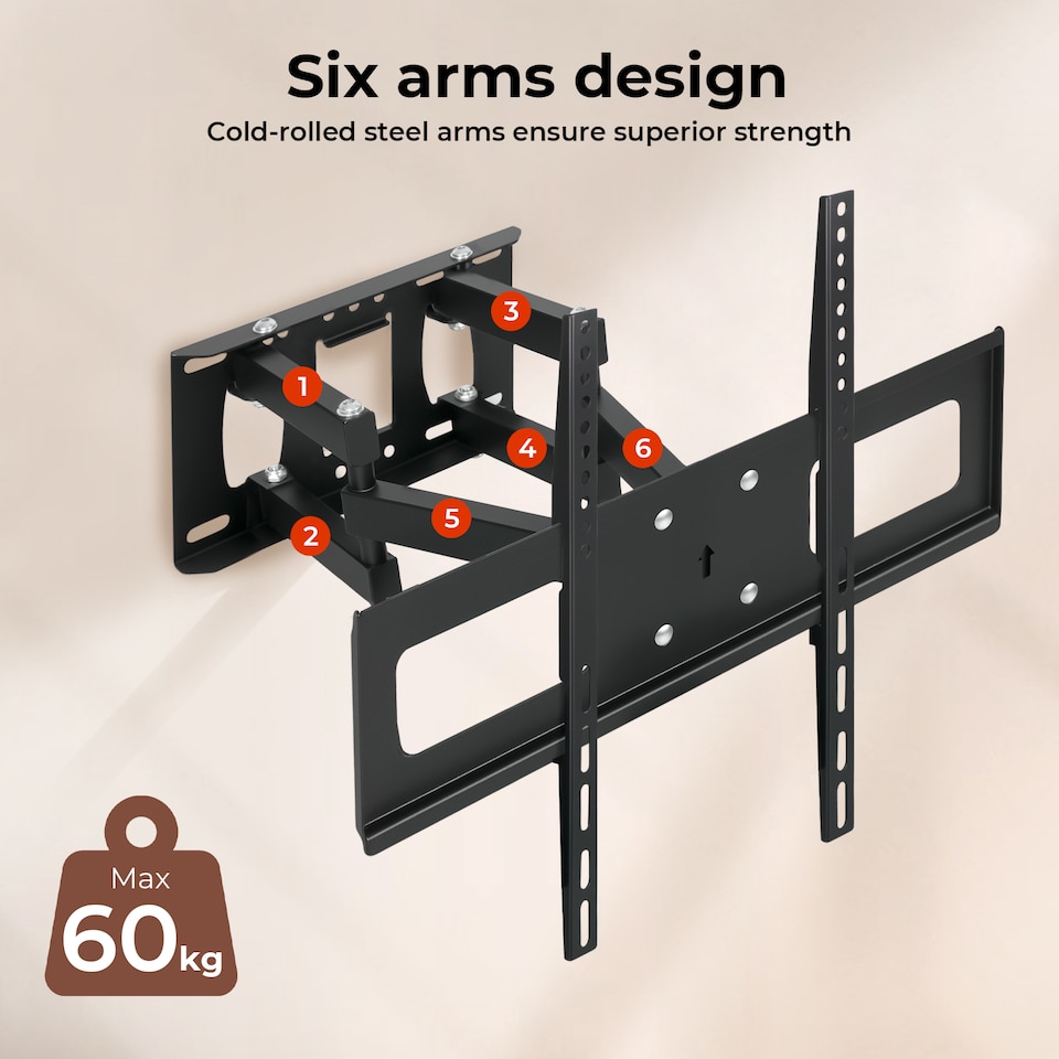 image 1 of Levede Full Motion TV Wall Bracket Swivel Tilt Mount for 26 to 65 Inch TV