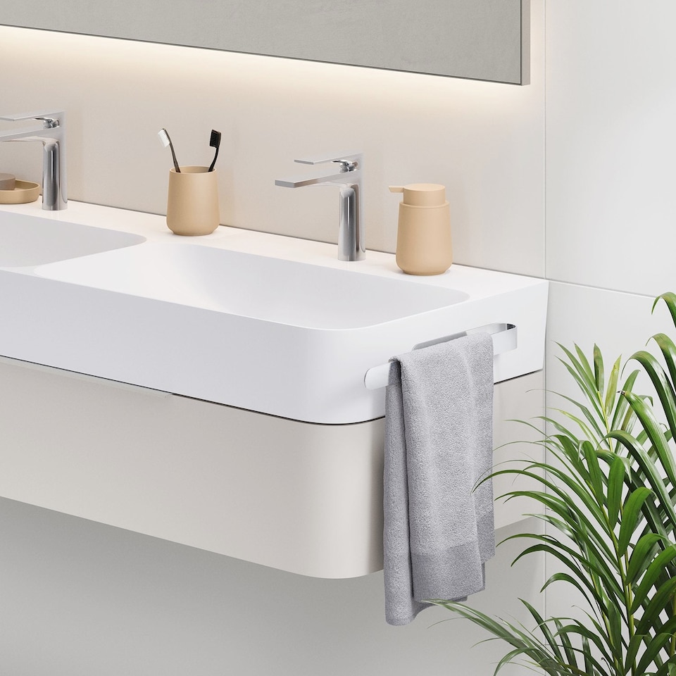 image 1 of BESLAGSBODEN Polished Steel Self Adhesive Bathroom Towel Rail