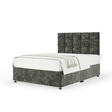 Majestic 1000 Pocket Sprung Charcoal Chenille Divan Set And Pearl Headboard Small Double