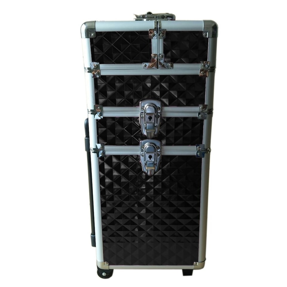 image 1 of Living and Home 3 in 1 Diamond Pattern Cosmetic Makeup Train Case | Black