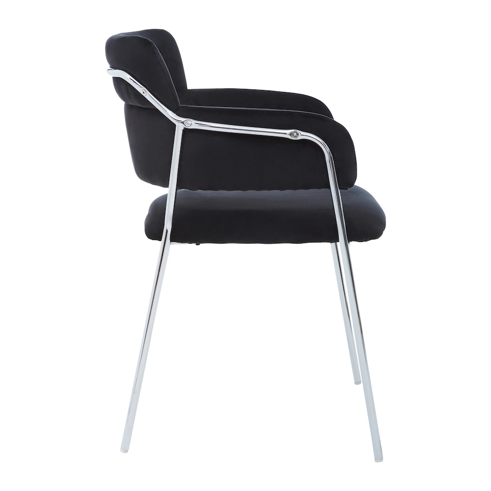 image 1 of Interiors By Premier Black Velvet Dining Chair,Compact Lounge Chair, Velvet Upholstered Kitchen Chair,Bedroom Decorative Chair Black