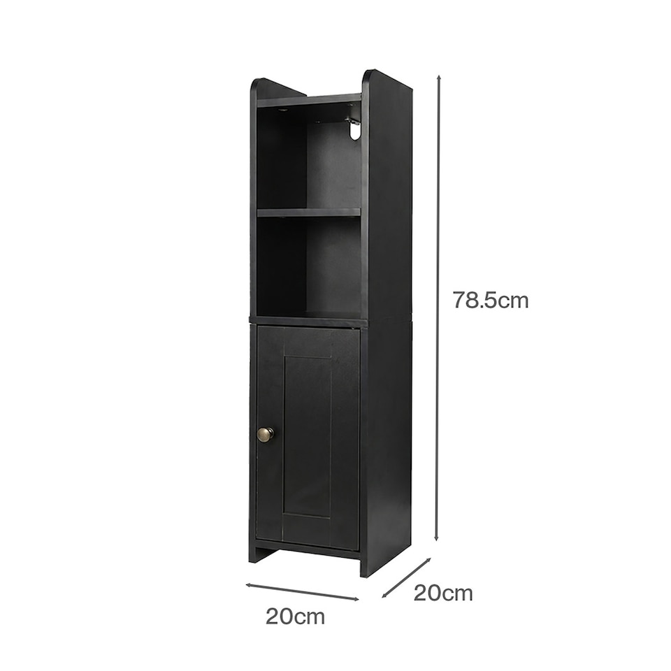 image 1 of Levede Bathroom Cabinet Slim Corner Storage Adjustable Shelves PB MDF Black