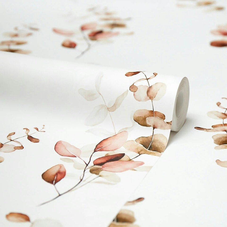 image 1 of Trailing Eucalyptus Wallpaper in Autumn Browns and Oranges Multi