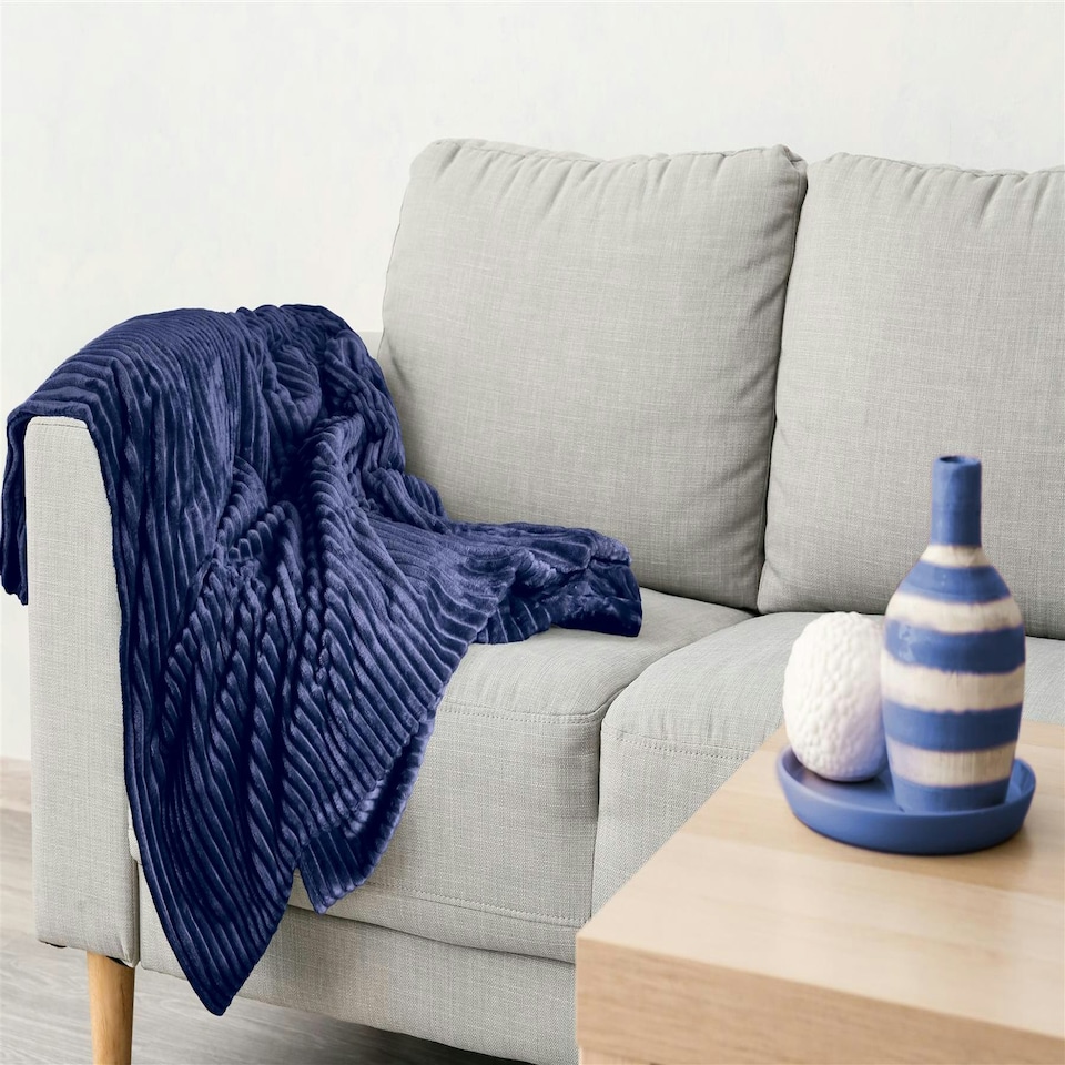 image 1 of Dakota Navy Blanket/Throw Blue