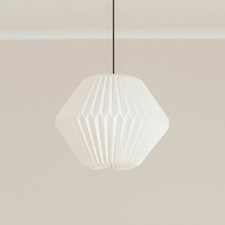 ValueLights Astrid Geometric Origami Hexagon Paper Pleated Easy Fit Lamp Shade White