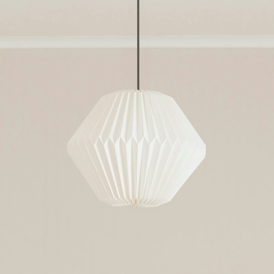image 1 of ValueLights Astrid Geometric Origami Hexagon Paper Pleated Easy Fit Lamp Shade White