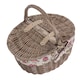 image 3 of Small Antique Wash Double Lidded Oval Picnic Basket Garden Rose Lining | Multi | Garden Rose | Not provided